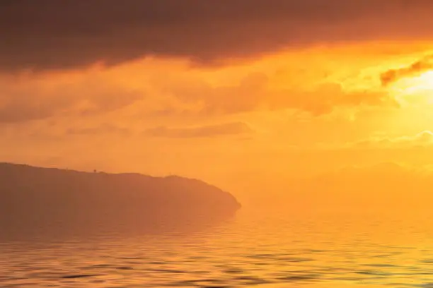 Golden sunset over Waimea Bay Oahu HI