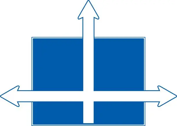 Vector illustration of Illustration of a road/traffic sign with arrows protruding in three directions / illustration material (vector illustration)