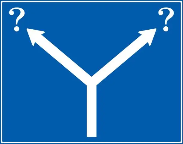 Vector illustration of Illustration of a road/traffic sign with unknown destinations in two directions / illustration material (vector illustration)