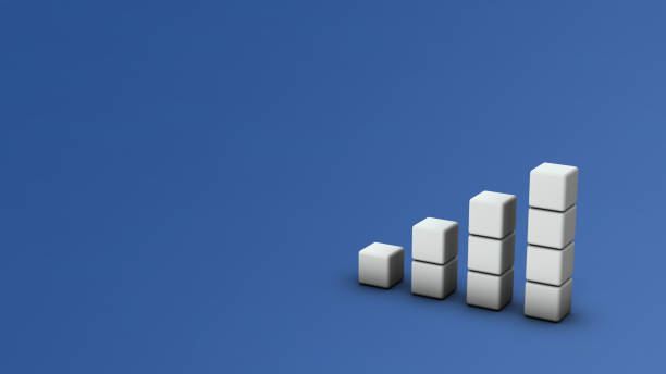 istock Stacked white blocks. upward-sloping graph. prosperity and expectations. An abstract concept representing growth and booming. 3D rendering. cool blue background. 1471344092