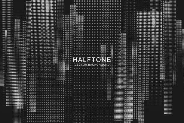 Halftone Pattern Abstract background with Gray color Halftone Pattern Abstract background for Template Brochure, Flyer, Comic, Business Card black and white party stock illustrations