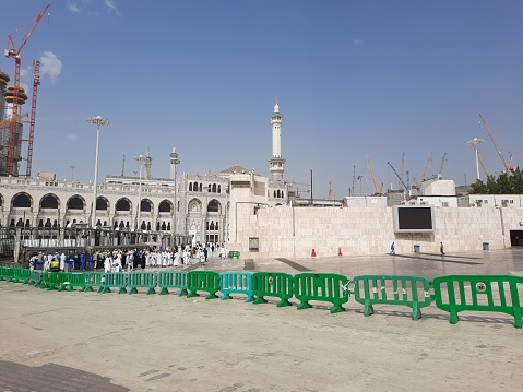Beautiful outside view of Masjid Al Haram, Mecca. The exterior of Masjid al-Haram also has excellent facilities for visitors from all over the world.
