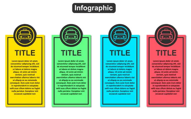 Vector illustration of taxi infographic design with four options card