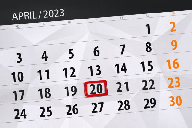 istock Calendar 2023, deadline, day, month, page, organizer, date, april, thursday, number 20 1471360577