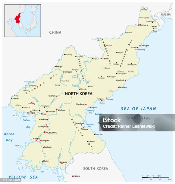 Corena Map Ilustración de Mapa Vectorial De República Popular Democrática De Corea ...