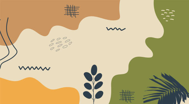손으로 그리기 예술 자연 디자인이 있는 추상적인 배경 - green abstract backgrounds leaf stock illustrations