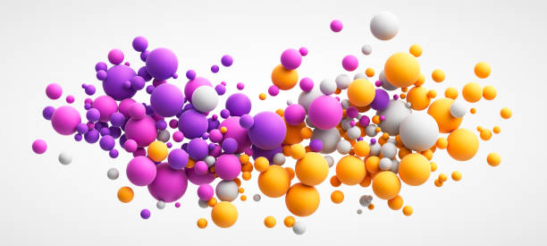 bunte fliegende kugeln hintergrund - kugelform stock-grafiken, -clipart, -cartoons und -symbole