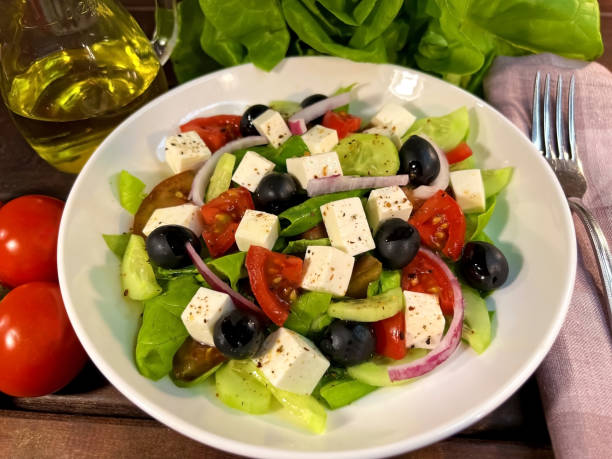 istock Greek salad with fresh vegetables closeup 1471379041
