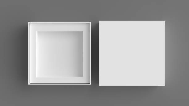 istock Square open box packaging mockup on gray background. Template for your design 1471385246