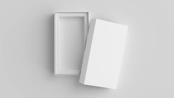 istock Long open box packaging mockup on white background. Template for your design. 3d illustration 1471385279