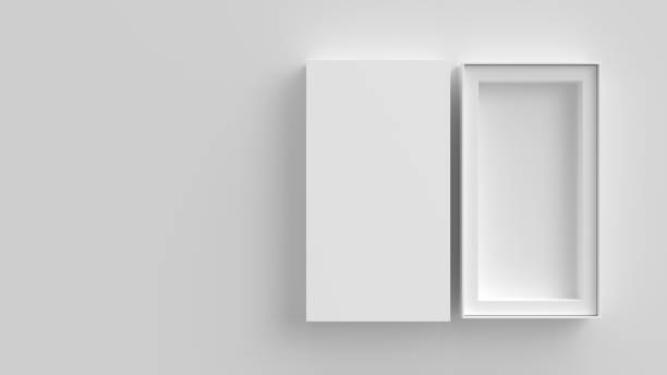 istock Long open box packaging mockup on white background. Template for your design. 3d illustration 1471385299