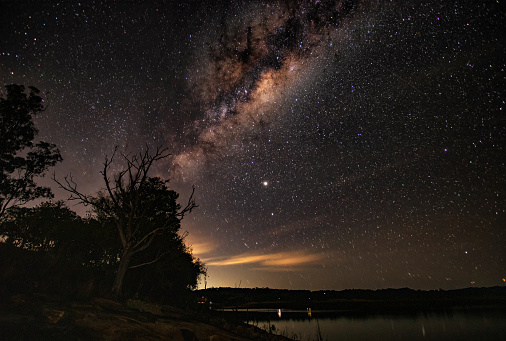 Scene of the Milky Way from the lake Moogerah in Queensland