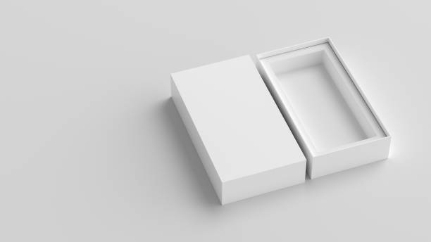 Long open box packaging mockup on white background. Template for your design. 3d illustration