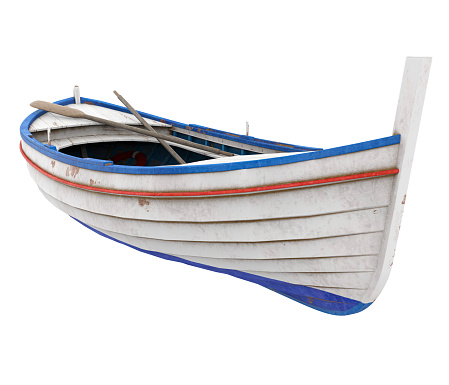 Wooden Boat isolated on white background. 3D render