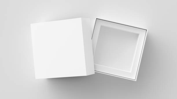 istock Square open box packaging mockup on white background. Template for your design 1471385583