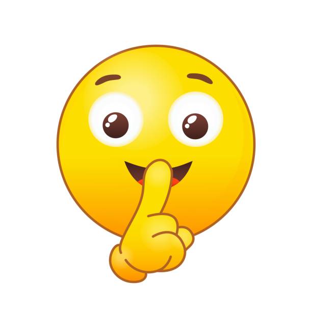 Emoticon silence. Quiet emoji shh gesture, shush silent smiley cartoon shushing face, finger shut mouth or smile lips, keep secret Emoticon silence. Quiet emoji shh gesture, shush silent smiley cartoon shushing face, finger shut mouth or smile lips, keep secret symbol mute character 3d icon vector illustration keep calm and stock illustrations