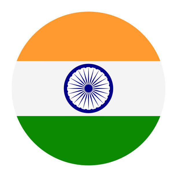 круглый значок индийского флага - indian flag stock illustrations