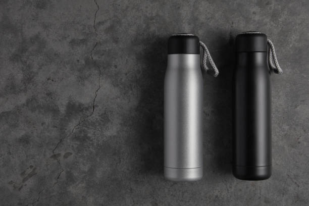 istock Reusable water bottle on a concrete background 1471404143
