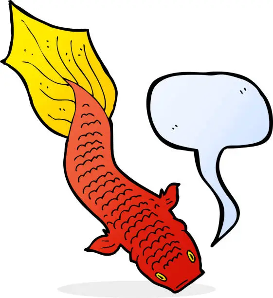 Vector illustration of cartoon fish with speech bubble