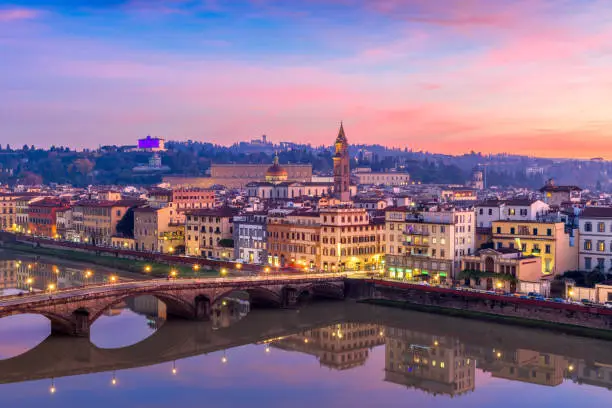 Photo of Florence, Italy Overlooking the Arno River