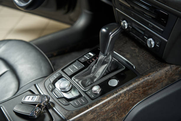 istock central control console of the car box, with buttons, handles. seat heating control, music system. keys that are on the panel 1471412618
