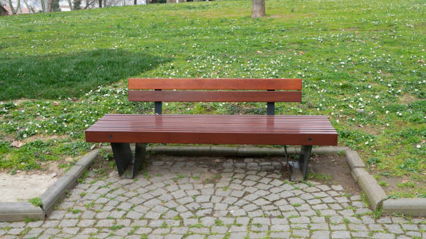 istock Empty bench in the city park 1471412761