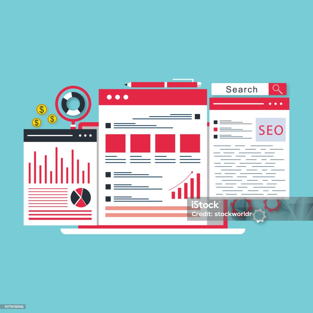 Search Engine Invetor Search Engine Optimization Search Bar Creating Website Stock ...