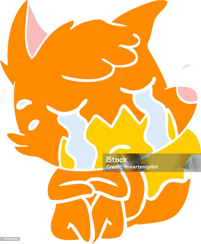 Animal Crying Color Crying Fox Flat Color Style Cartoon Stock Illustration - Download Image ...