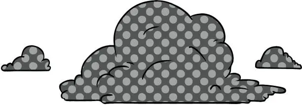 Vector illustration of hand drawn cartoon doodle of white large clouds