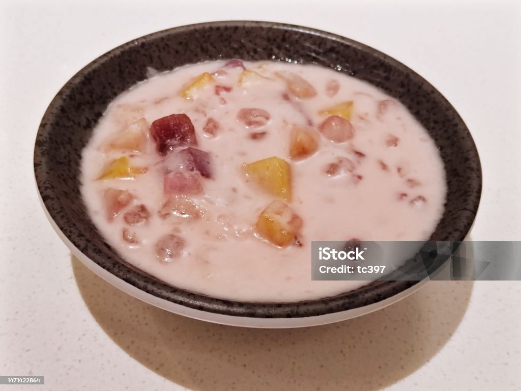 Sago and Beans Dessert Coconut Stock Photo