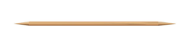 istock Sharp bamboo wooden toothpick for teeth. Wood disposable bamboo thin long double-sided skewer realistic vector illustration isolated on white background 1471423119