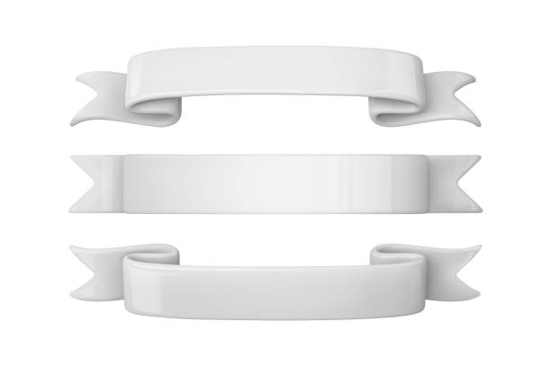 istock Set 3d ribbon banner sale. White blank label flag icon. Vector realistic illustration 1471425732