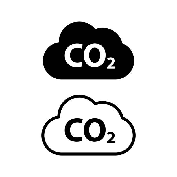 zestaw co2 redukcja chmury ikona, czysta globalna emisja, środowisko eco design symbol ilustracja wektorowa - c02 stock illustrations