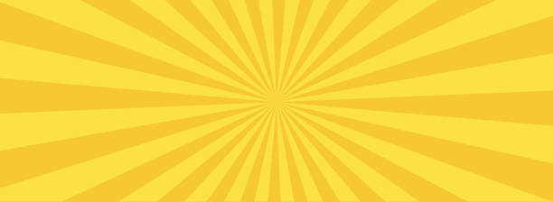 illustrazioni stock, clip art, cartoni animati e icone di tendenza di striscione giallo con i raggi del sole - backgrounds yellow textured built structure