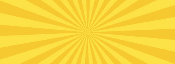 Yellow banner with Sun rays Yellow banner with Sun rays, lines background, light sunbeam stock illustrations