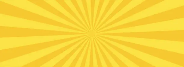 Vector illustration of Yellow banner with Sun rays