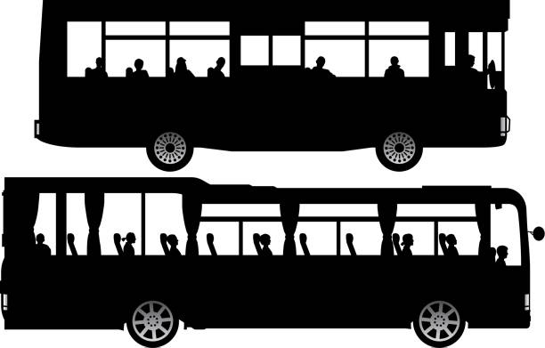 ilustrações de stock, clip art, desenhos animados e ícones de bus and coach silhouette - bus coach bus travel isolated
