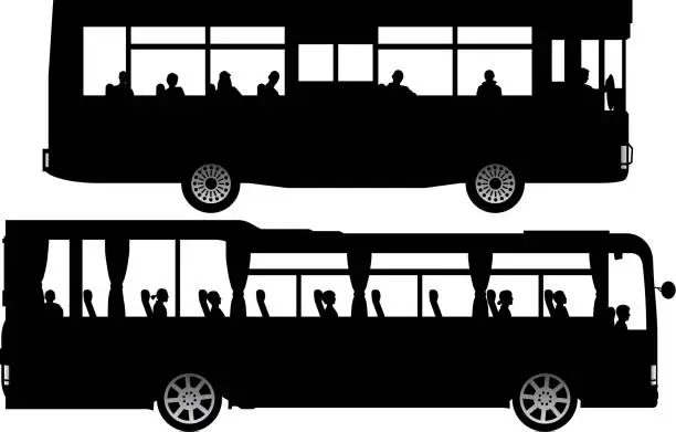 Vector illustration of Bus and Coach Silhouette