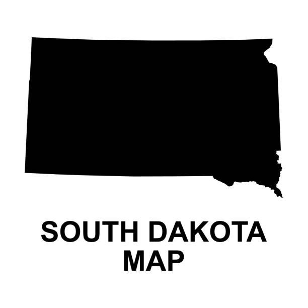 ilustrações, clipart, desenhos animados e ícones de forma de mapa da dakota do sul, estados unidos da américa. ilustração vetorial do símbolo do símbolo de conceito plano - south dakota map pierre cartography