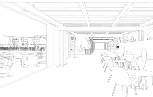3D illustration of coffee shop