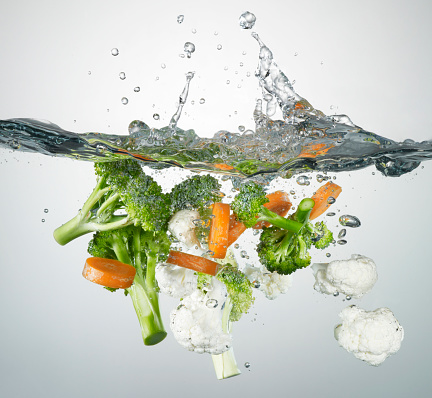 vegetables thrown in water
