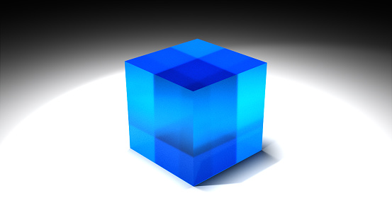 Glass blue cube. Computer generated 3d render
