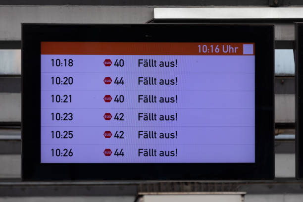 istock German Display that shows that public transportation in on strike. Translation: Bus 40 Cancelled 1471436688