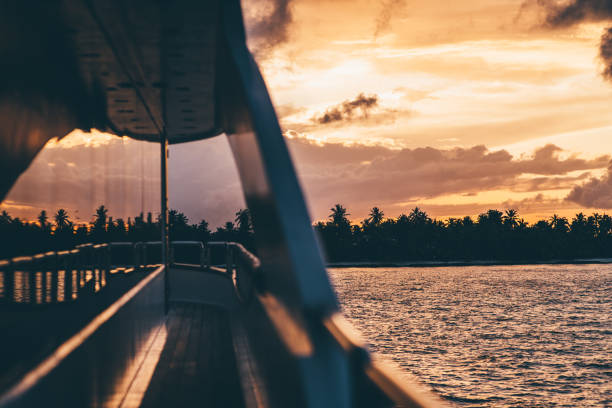 Sunset View of Maldives from Yacht Deck