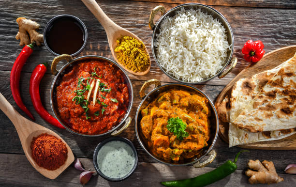 istock Hot madras paneer and vegetable masala with rice 1471439965