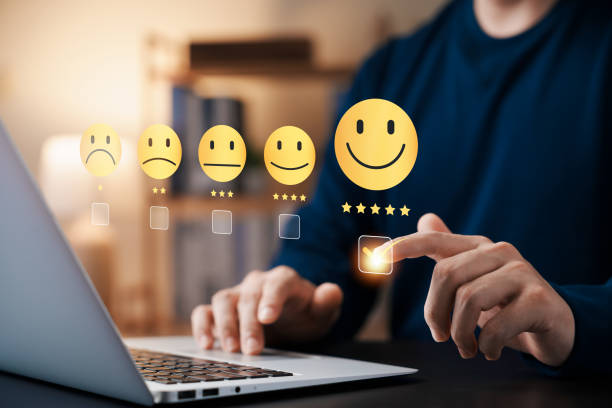 istock Customer Satisfaction Survey concept, 5-star satisfaction, service experience rating online application, customer evaluation product service quality, satisfaction feedback review, good quality most. 1471440072