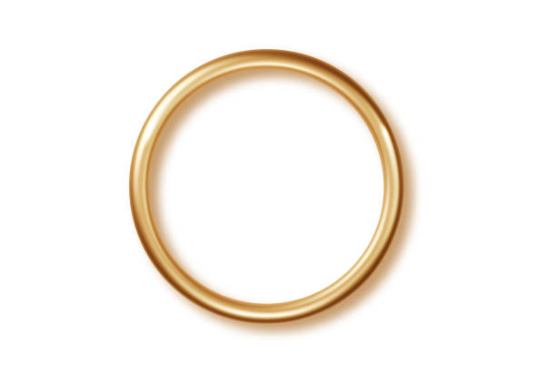 istock Gold circle with shadows on transparent background. Golden metal ring with lighting effect and reflection. 1471443021