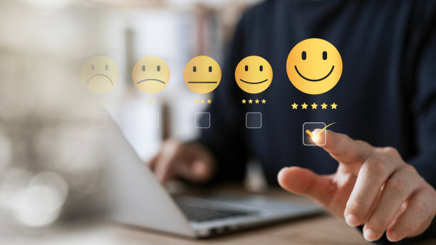istock Customer Satisfaction Survey concept, 5-star satisfaction, service experience rating online application, customer evaluation product service quality, satisfaction feedback review, good quality most. 1471444818