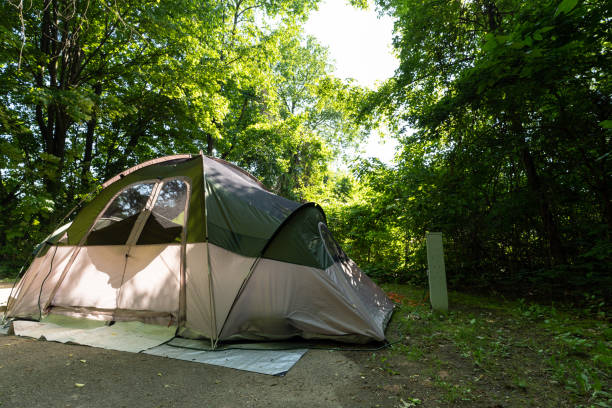 istock Camping tent on the campground in the spring 1471447917