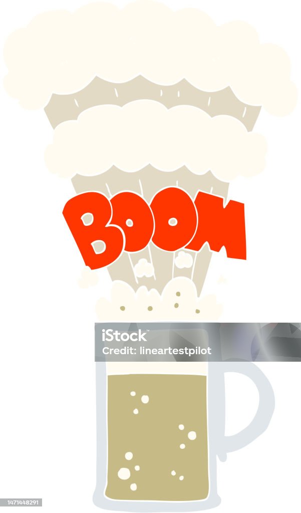 Flat Color Illustration Of Exploding Beer Stock Illustration - Download ...